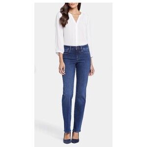 Not Your Daughters Jeans SZ 14 Marilyn Straight High Rise Lift Tuck Dark Wash